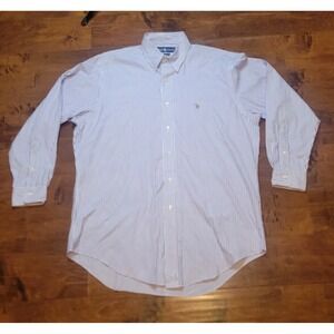 Ralph Lauren Yarmouth Cotton Purple White L/S Button Down Shirt Sz 16/33‎ Lg.